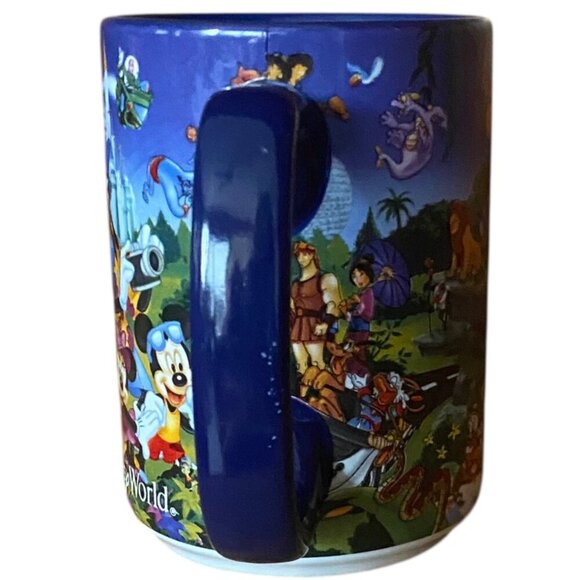 Walt Disney World Parks Mug Characters Blue VGUC Mickey Minnie Pluto Donald Duck - Picture 4 of 10